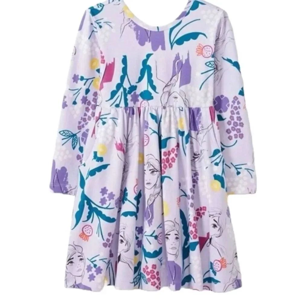 Hanna Andersson Frozen II Anna Floral Twirl Dress Sz 130cm